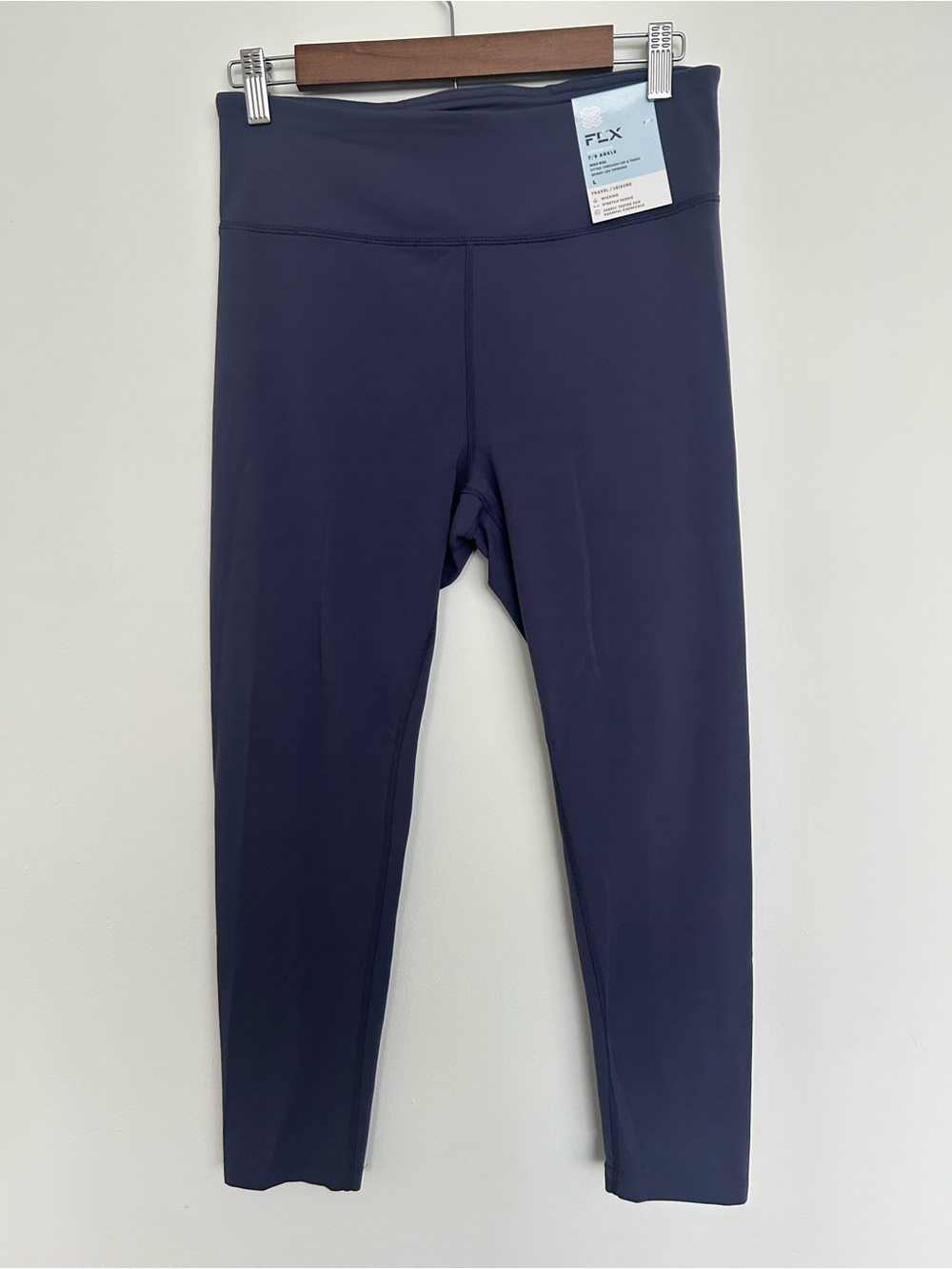 NWT Women’s FLX 7/8 Purple Leggings Large Travel Athletic High Rise Active